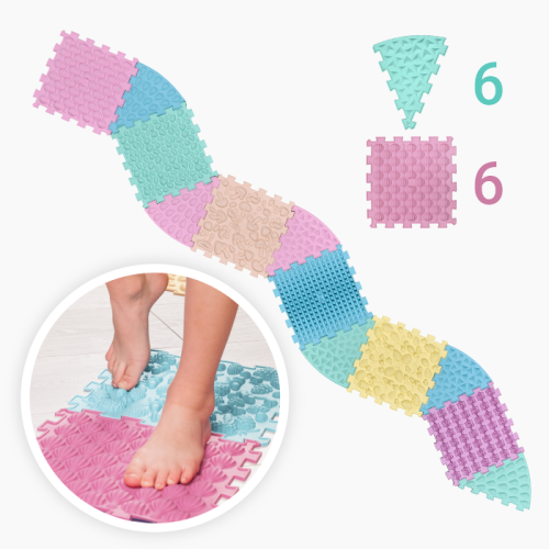 Masāžas paklājiņš Ortek Mix Puzzle 6 daļas + 6 sektori PASTEL