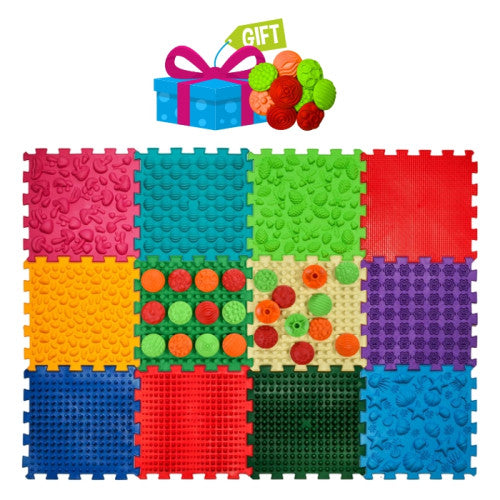 Masāžas paklājiņš Ortek Mix Puzzles, 12 gabali + brīvi raksti