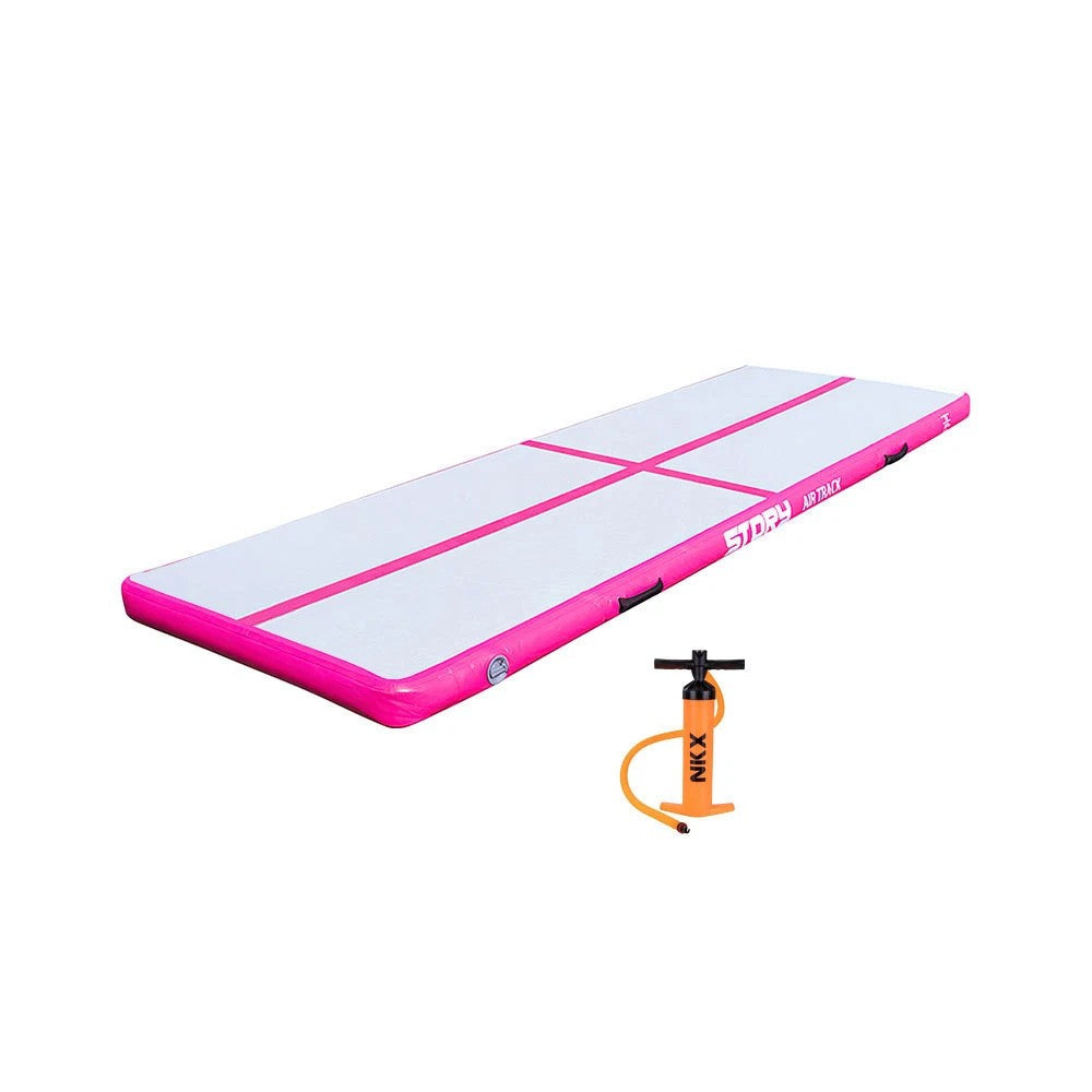 Piepūšams vingrošanas matracis Story Airtrack 3m x 1m x 10cm Rozā