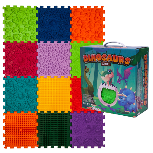 Masāžas paklājiņš Avalanche Dinosaurs Puzzle 12 elementi