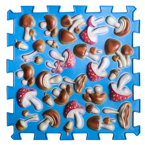 Masāžas paklājiņš Puzzle Ortek Mushrooms Colorful Blue 1 modulis