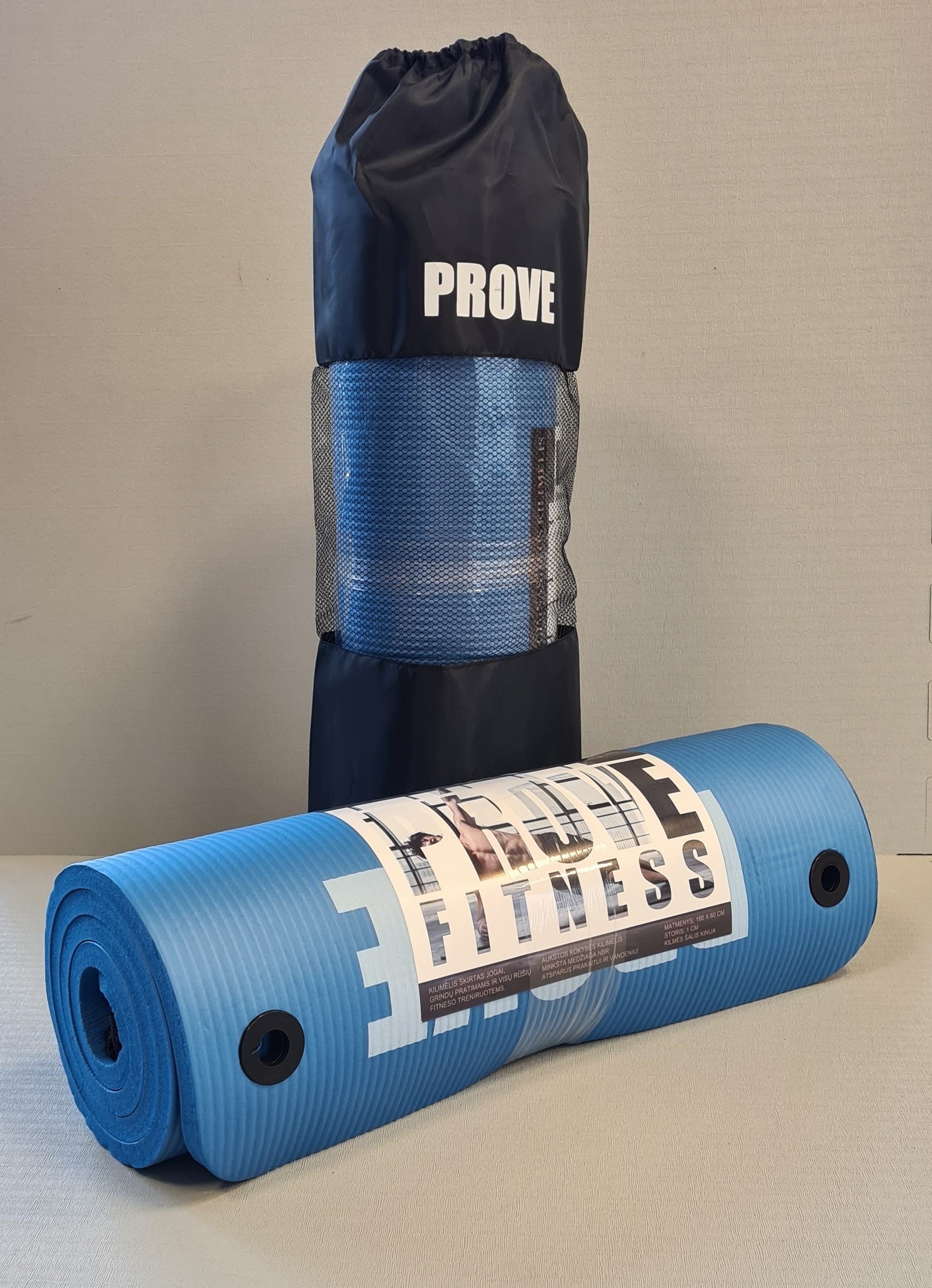 Vingrošanas paklājiņš Prove ar gredzeniem un somu 183x60x1,5cm