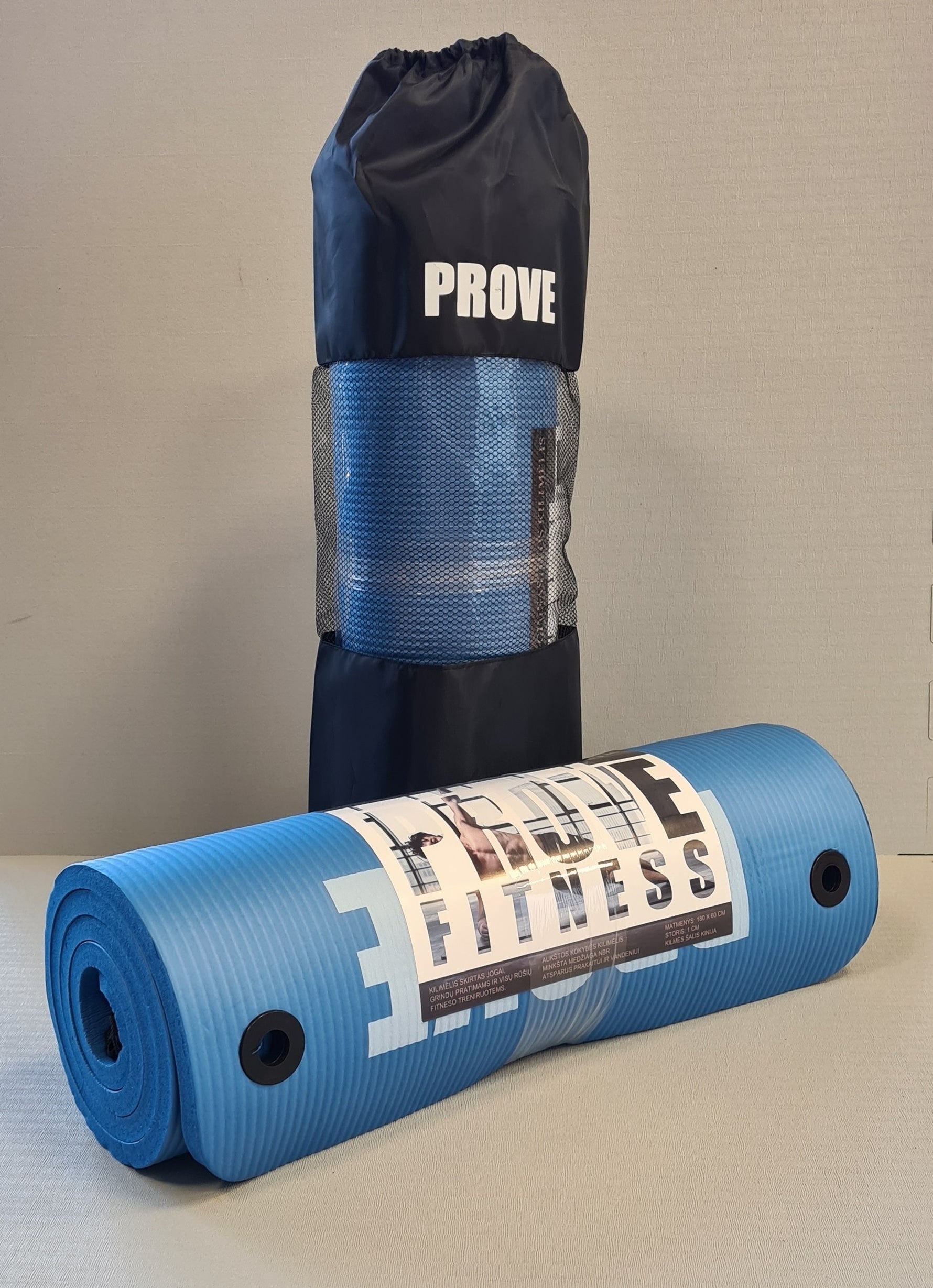 Vingrošanas paklājiņš Prove ar gredzeniem un somu 183x60x1,5cm