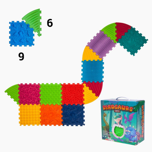 Masāžas paklājiņš Ortek Dinosaurs Puzzle 9 elementi + 6 trijstūri