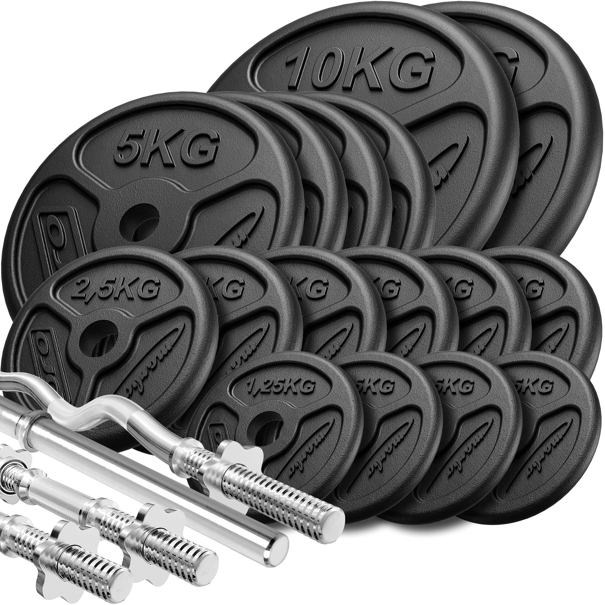 Pastiprinātu stieņu un plāno svaru komplekts 83 kg - Marbo Sport