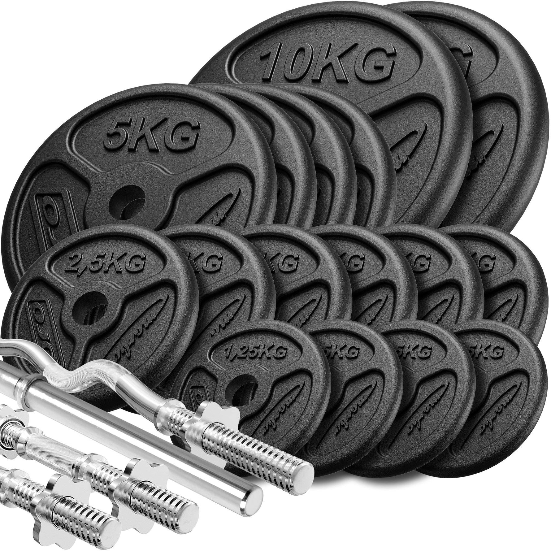 Pastiprinātu stieņu un plāno svaru komplekts 83 kg - Marbo Sport