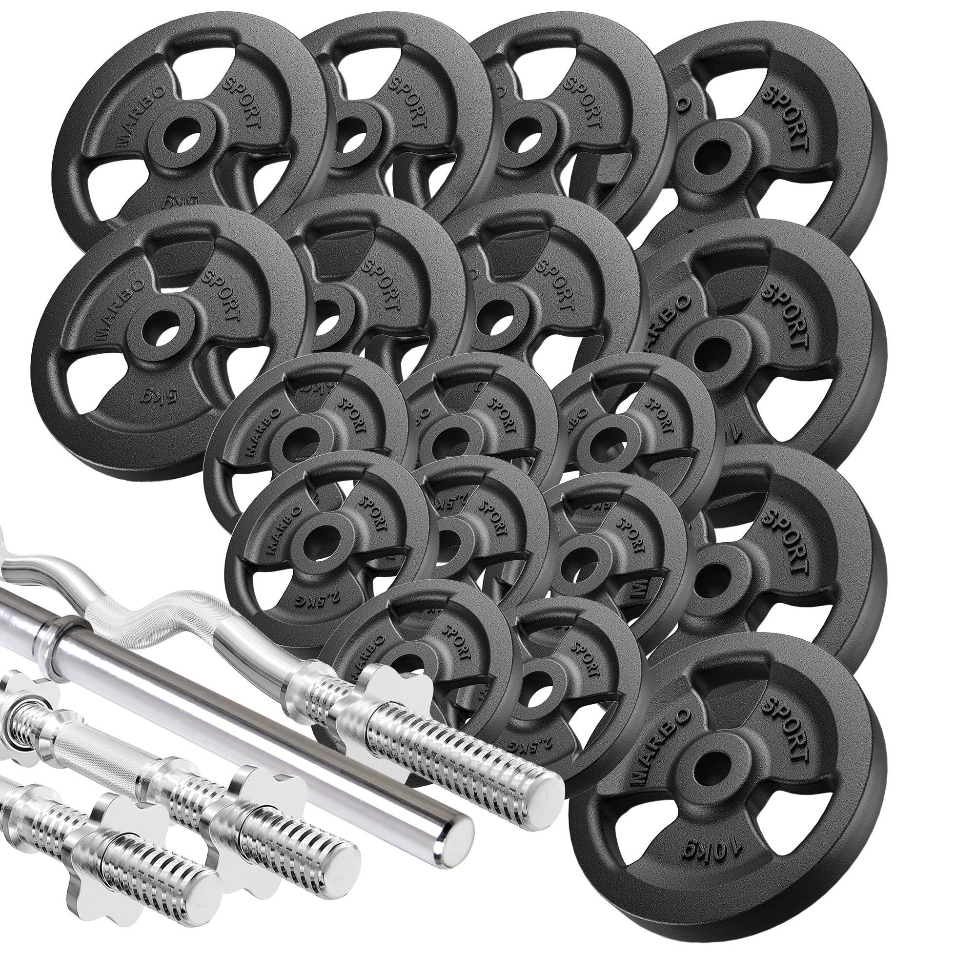 Pastiprinātu rokturu un svaru komplekts 113 kg - Marbo Sport