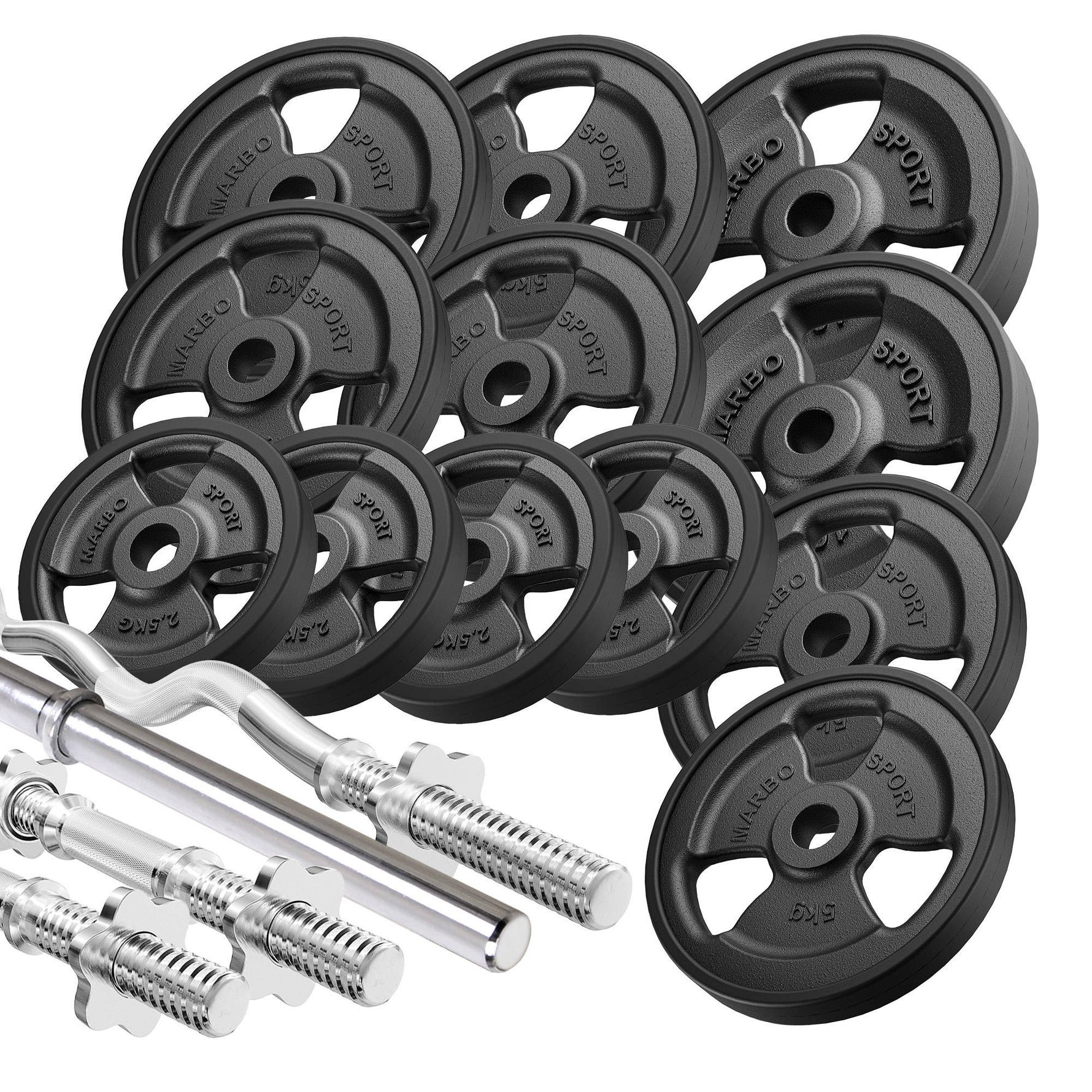 Pastiprinātu rokturu un gumijotu svaru komplekts 83 kg - Marbo Sport