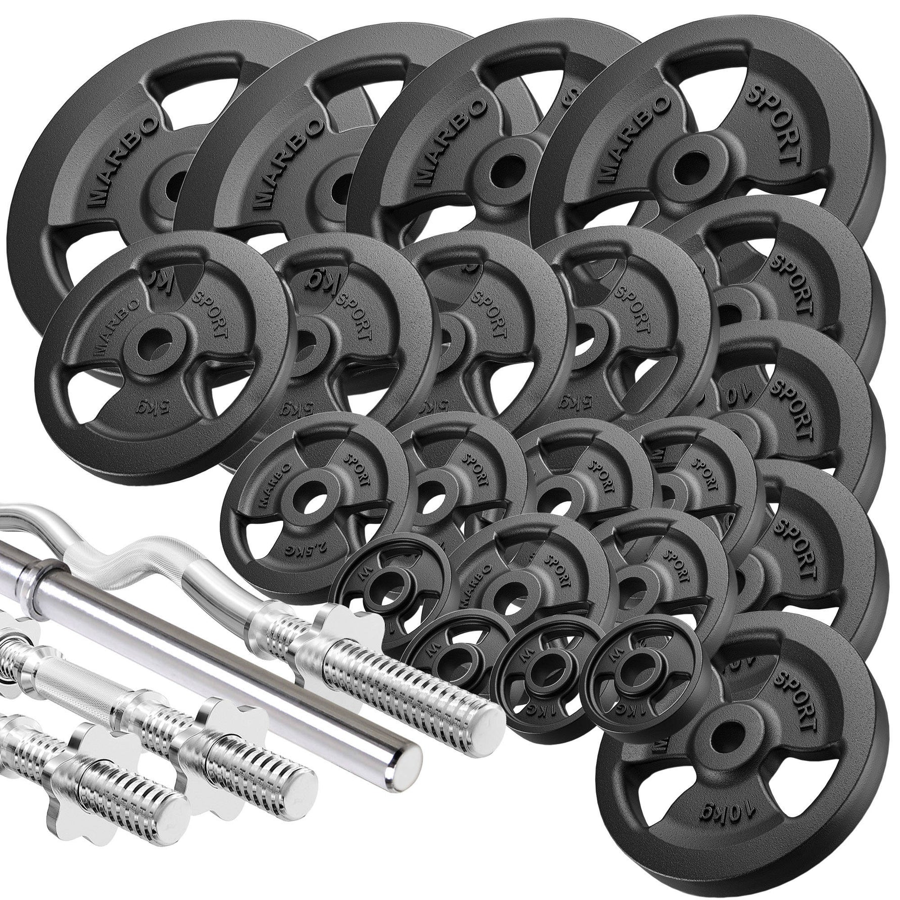 Pastiprinātu rokturu un svaru komplekts 172 kg - Marbo Sport