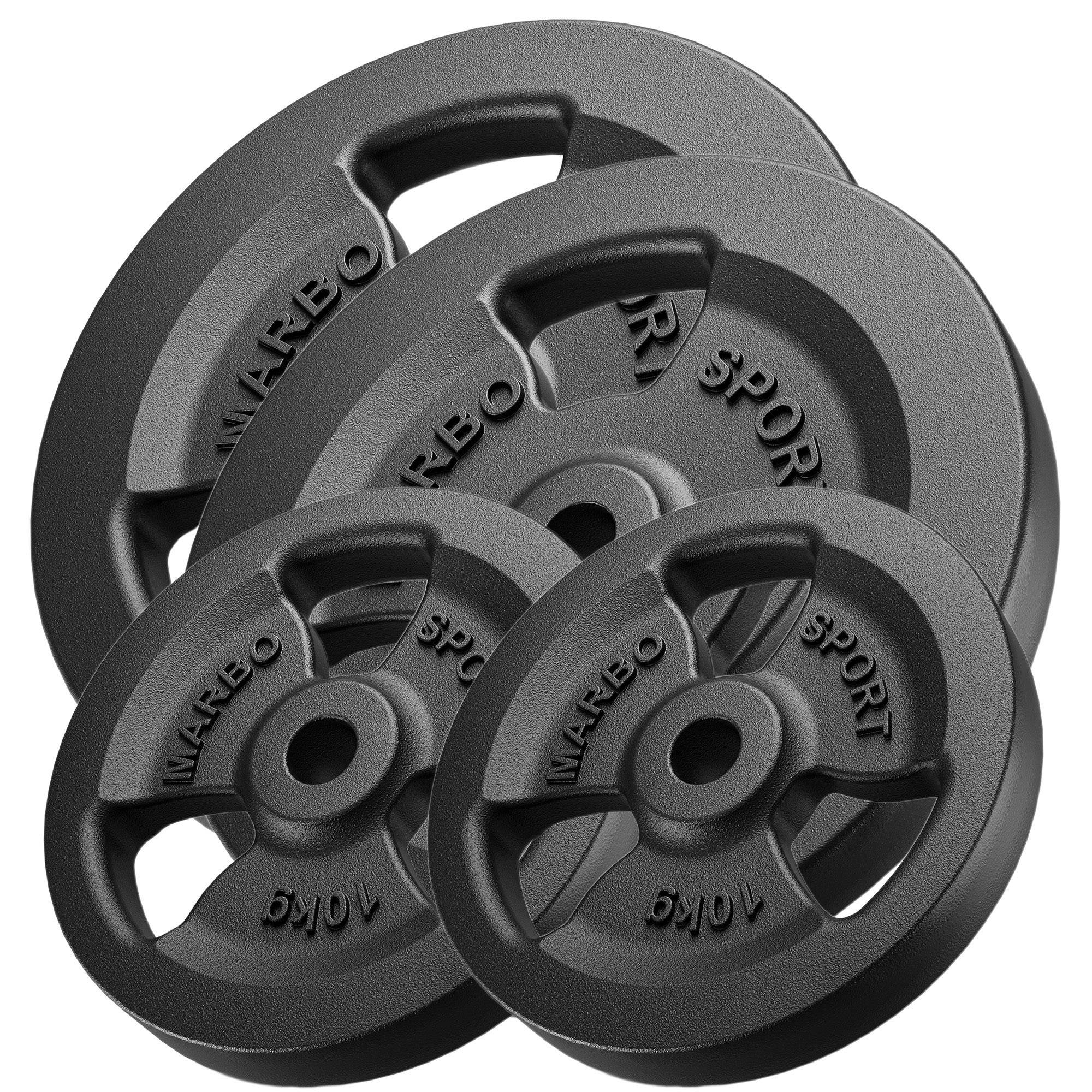 30mm svara diski Tri-Grip weight plates made of cast iron set 60 kg / 2 x 20 kg + 2 x 10 kg - Marbo Sport