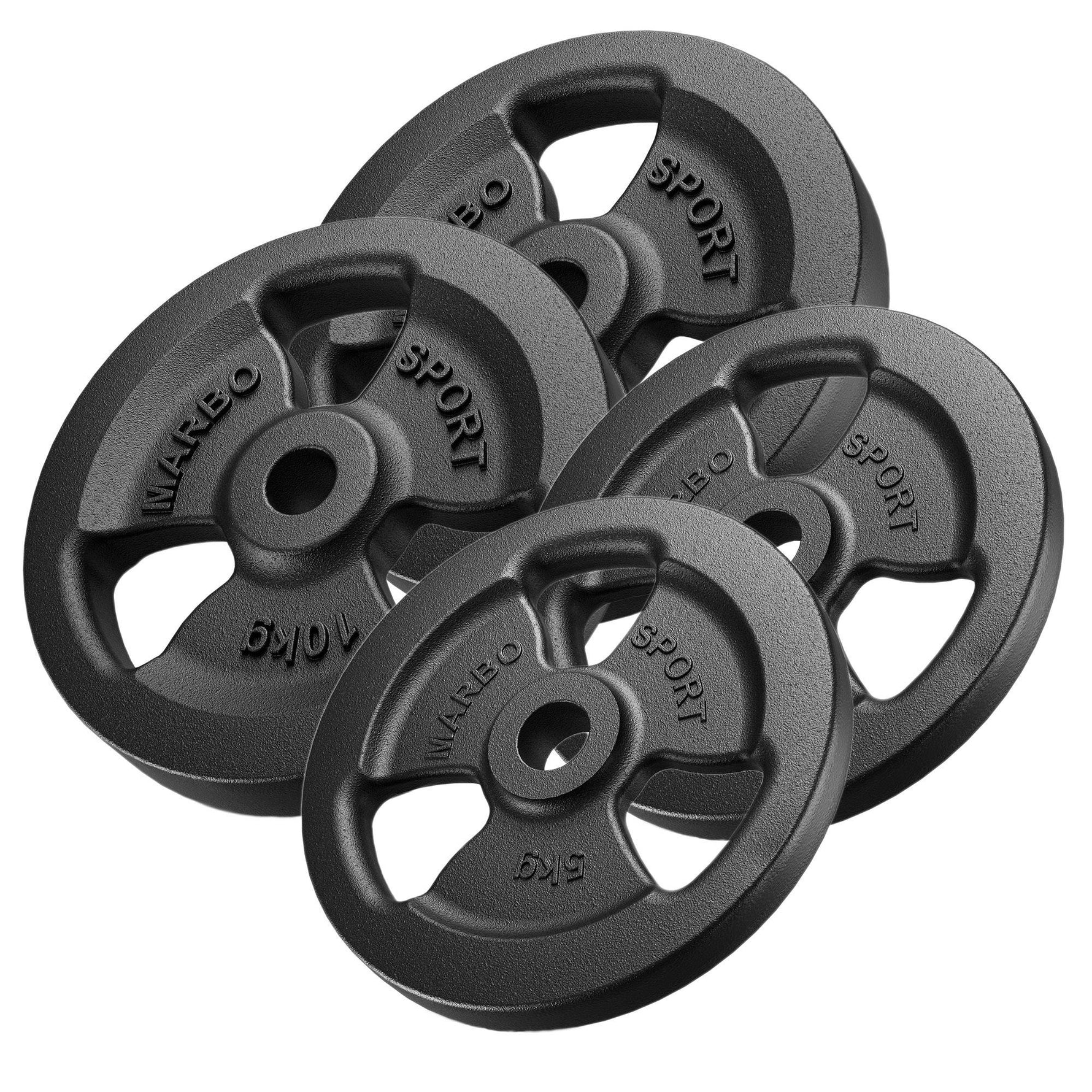 30mm svara diski Tri-Grip weight plates made of cast iron set 30 kg / 2 x 10 kg + 2 x 5 kg - Marbo Sport