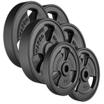 30mm svara diski Tri-Grip rubberized cast iron weight plates set 60 kg / 2 x 15 kg + 2 x 10 kg + 2 x 5 kg - Marbo Sport