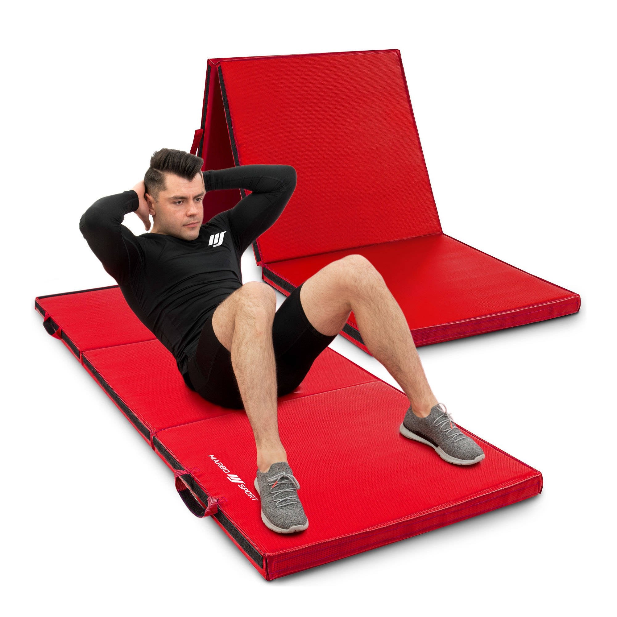 Saliekams sporta zāles matracis ar Velcro aizdari (ciets) 180 x 60 x 5 - sarkans - Marbo Sport