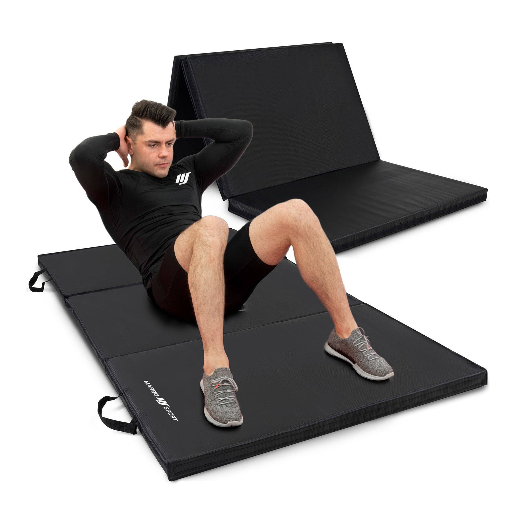 Stabils, saliekams paklājiņš ar Velcro stiprinājumu, 180 x 90 x 5 cm, melns - Marbo Sport