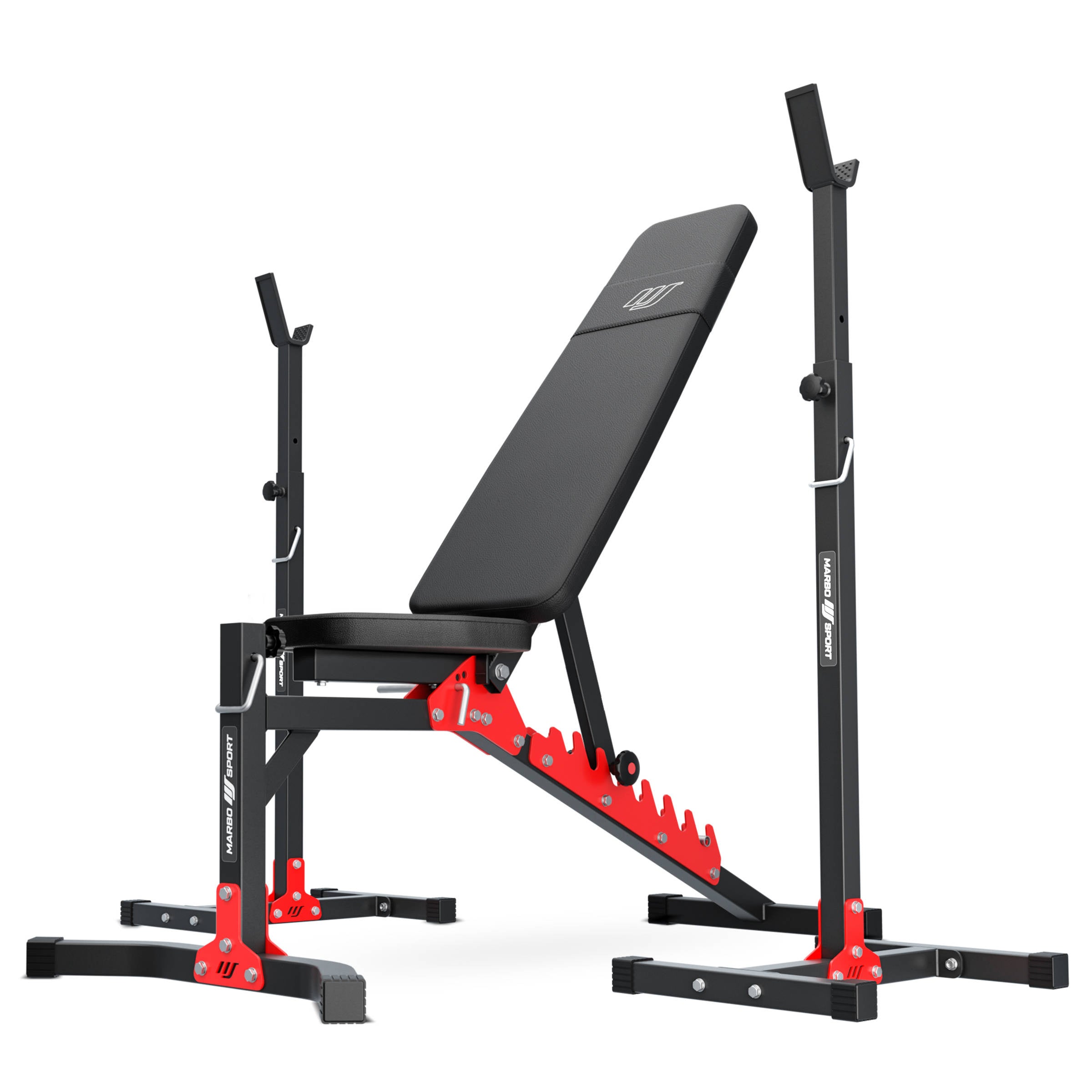 Komplekts MH19 | Regulējams sols ar adapteri MH-L115 + Regulējami vingrošanas statīvi MH-S201 - Marbo Sport