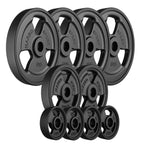 Tri-Grip gumijotu čuguna svaru disku komplekts 29 kg / 4 x 5 kg + 2 x 2,5 kg + 4 x 1 kg - Marbo Sport