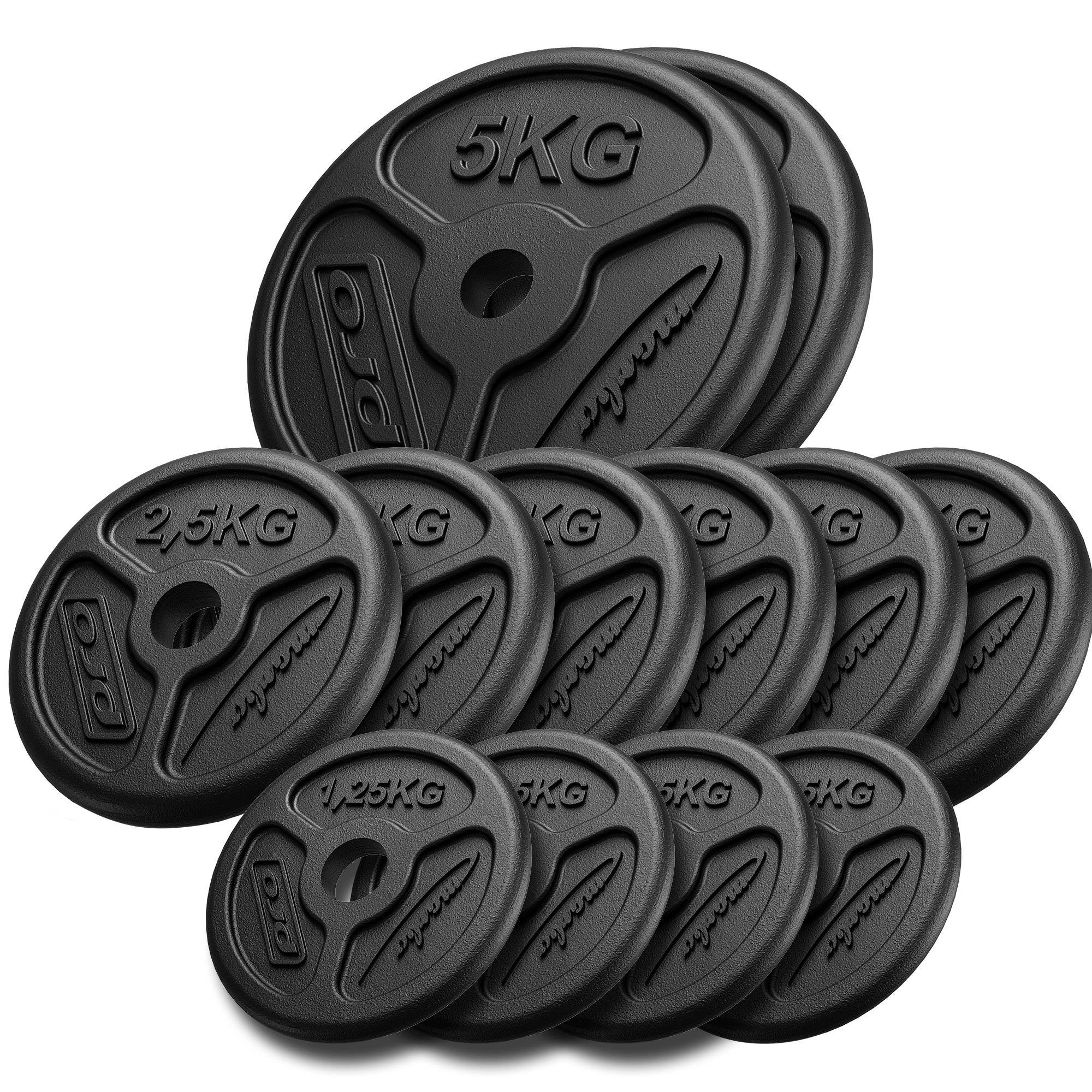 Čuguna svaru diski "slim" 30 kg / 4 x 1,25 kg, 6 x 2,5 kg, 2 x 5 kg - Marbo Sport