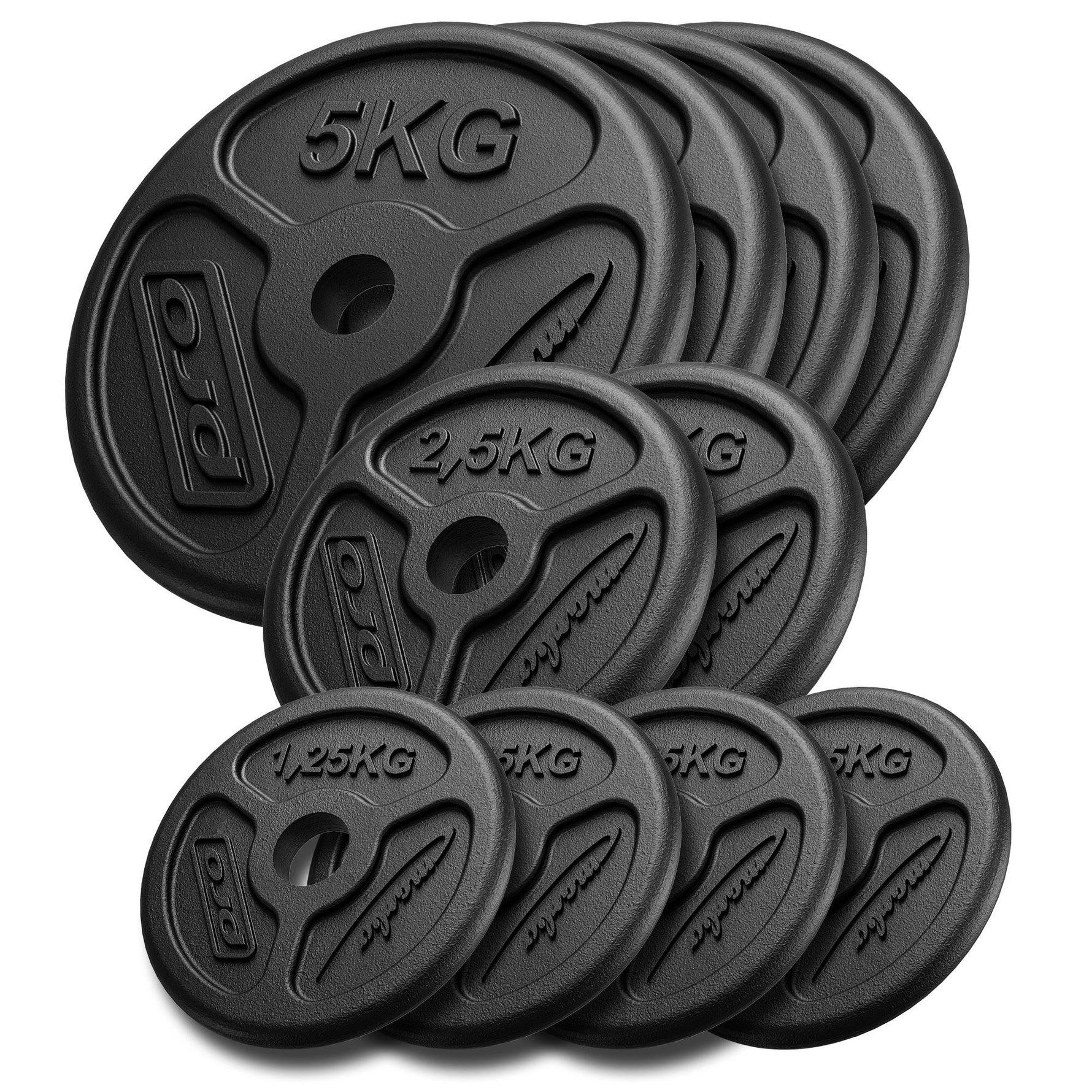 Čuguna svaru diski "slim" 30 kg / 4 x 1,25 kg, 2 x 2,5 kg, 4 x 5 kg - Marbo Sport