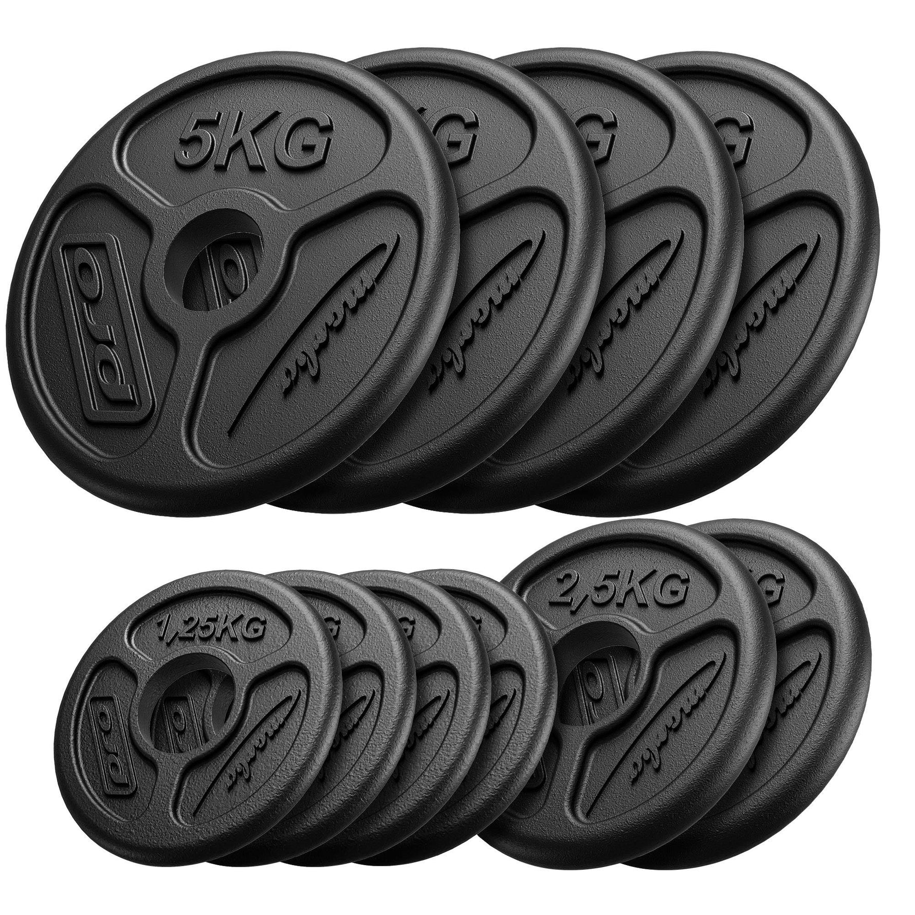 Marbo Sport olimpiskie svaru diski no čuguna 4 x 5 kg + 2 x 2,5 kg + 4 x 1,25 kg