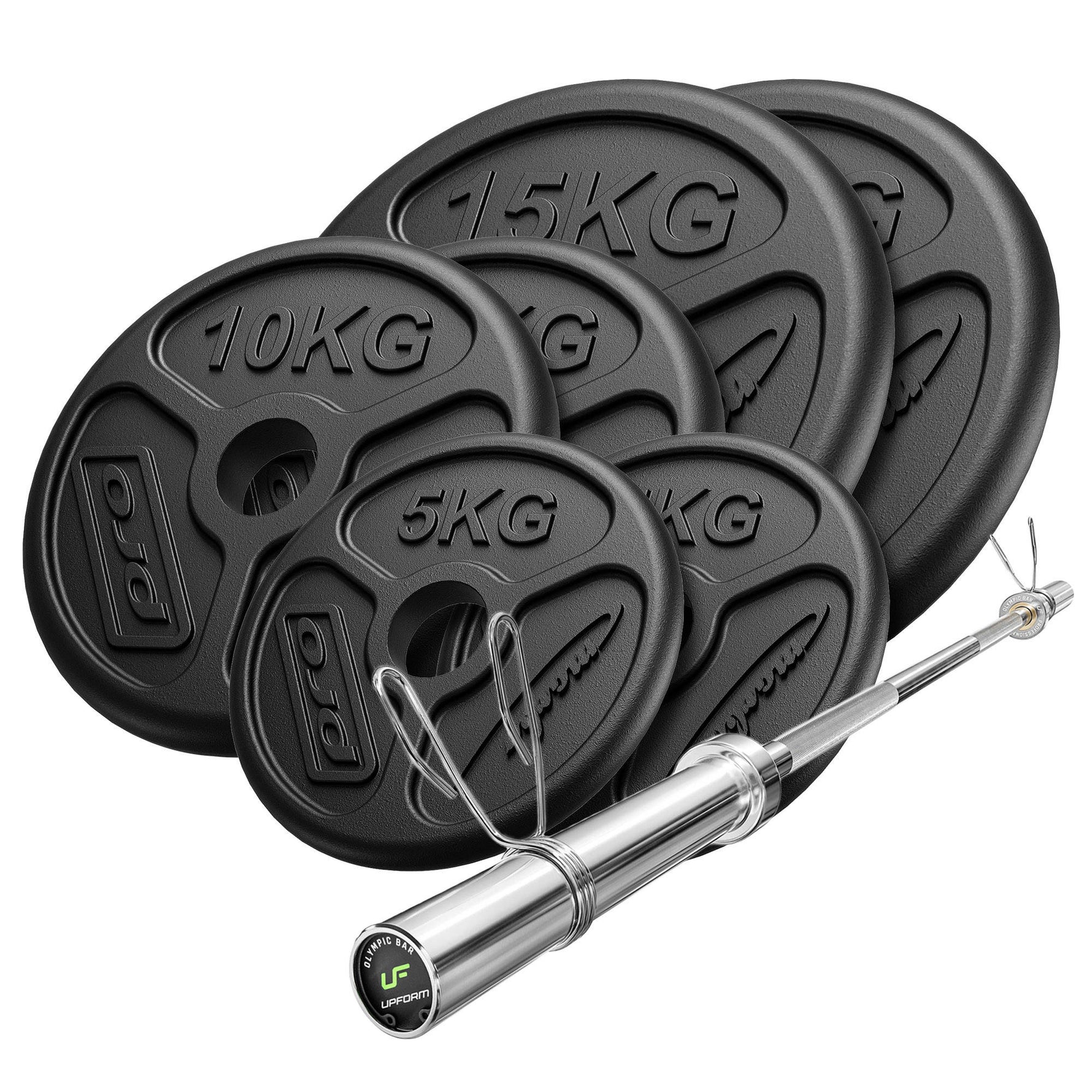 Komplekts 75 kg | Olimpiskais stienis 180 cm + svaru diski 2x15 kg, 2x10 kg, 2x5 kg - Marbo Sport