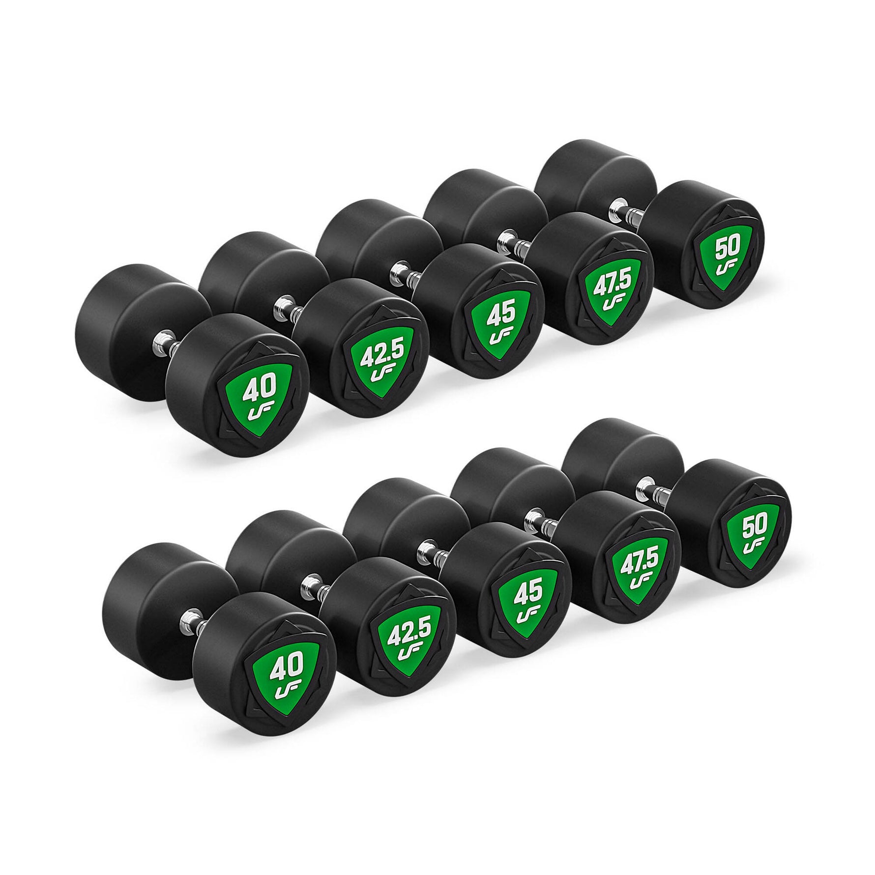 Komplekts Poliuretāna hanteles komplekts 40-50 kg (svara solis 2,5 kg) 450 kg – UpForm