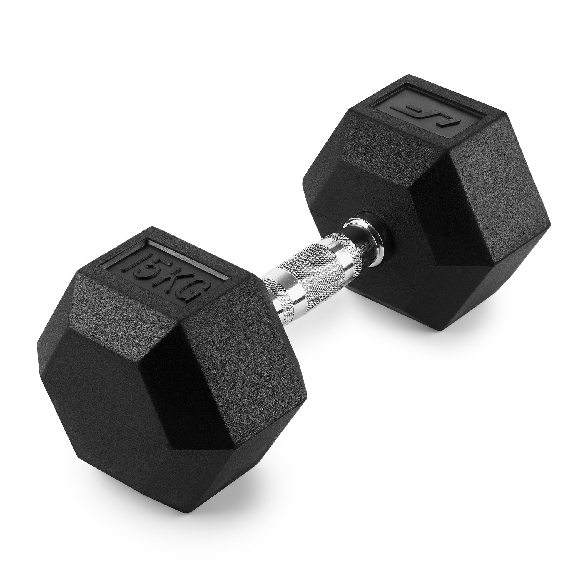 Gumijas pārklājuma HEX čuguna hantele 15 kg - UpForm