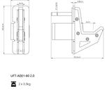 Stieņa turētāji J-hooks UpForm UFT-A001, statņiem 80 × 80, 2 × 3,5 kg
