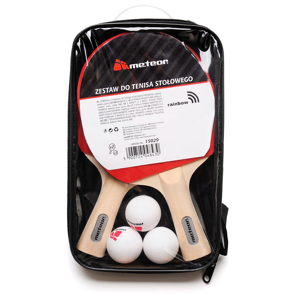 PINGPONG KOMPLEKTS METEORS 2 SIKSPARI + 3 Bumbiņas iepakojumā