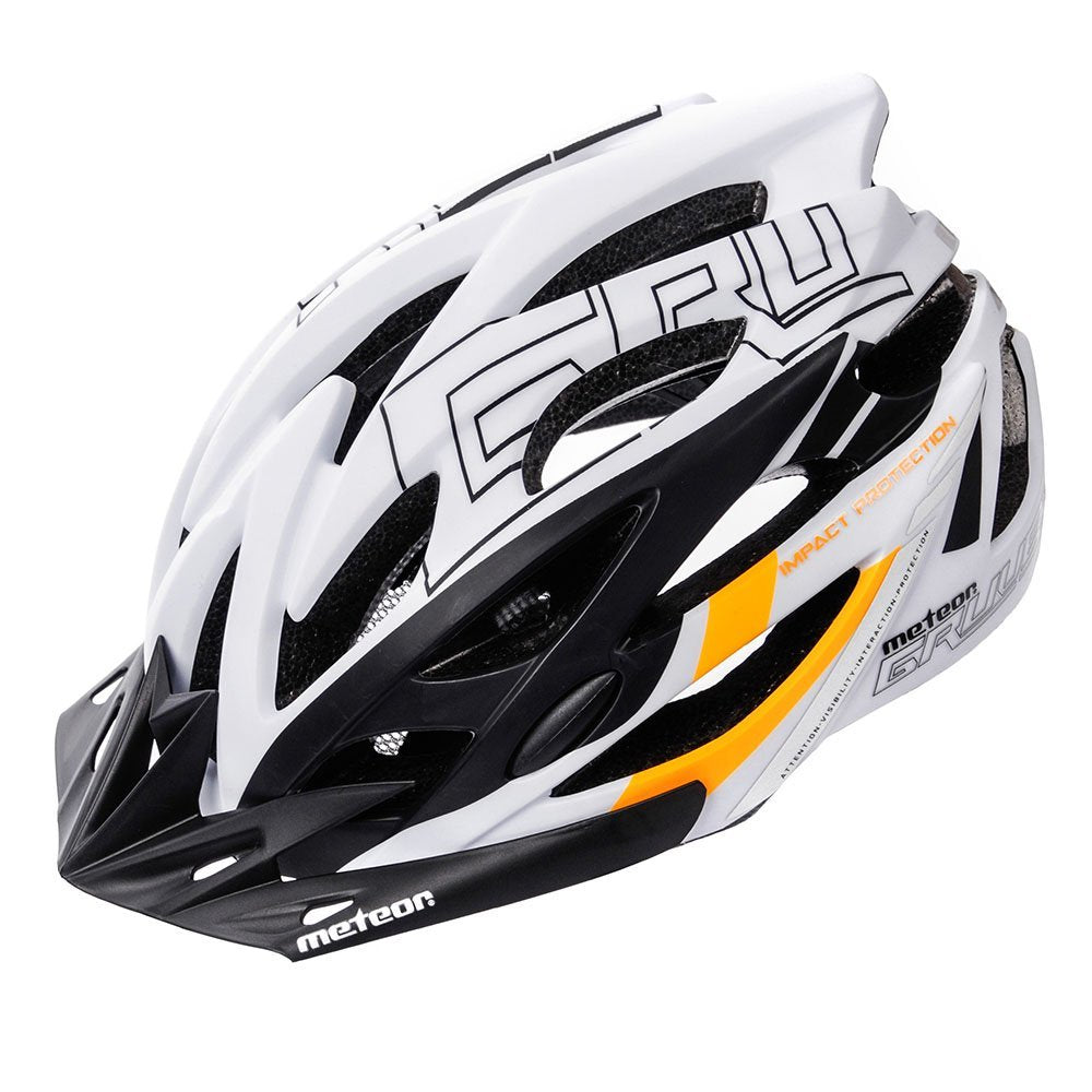 Meteor riteņbraukšanas ķivere Gruver S 52-56 cm melna/balta/oranža