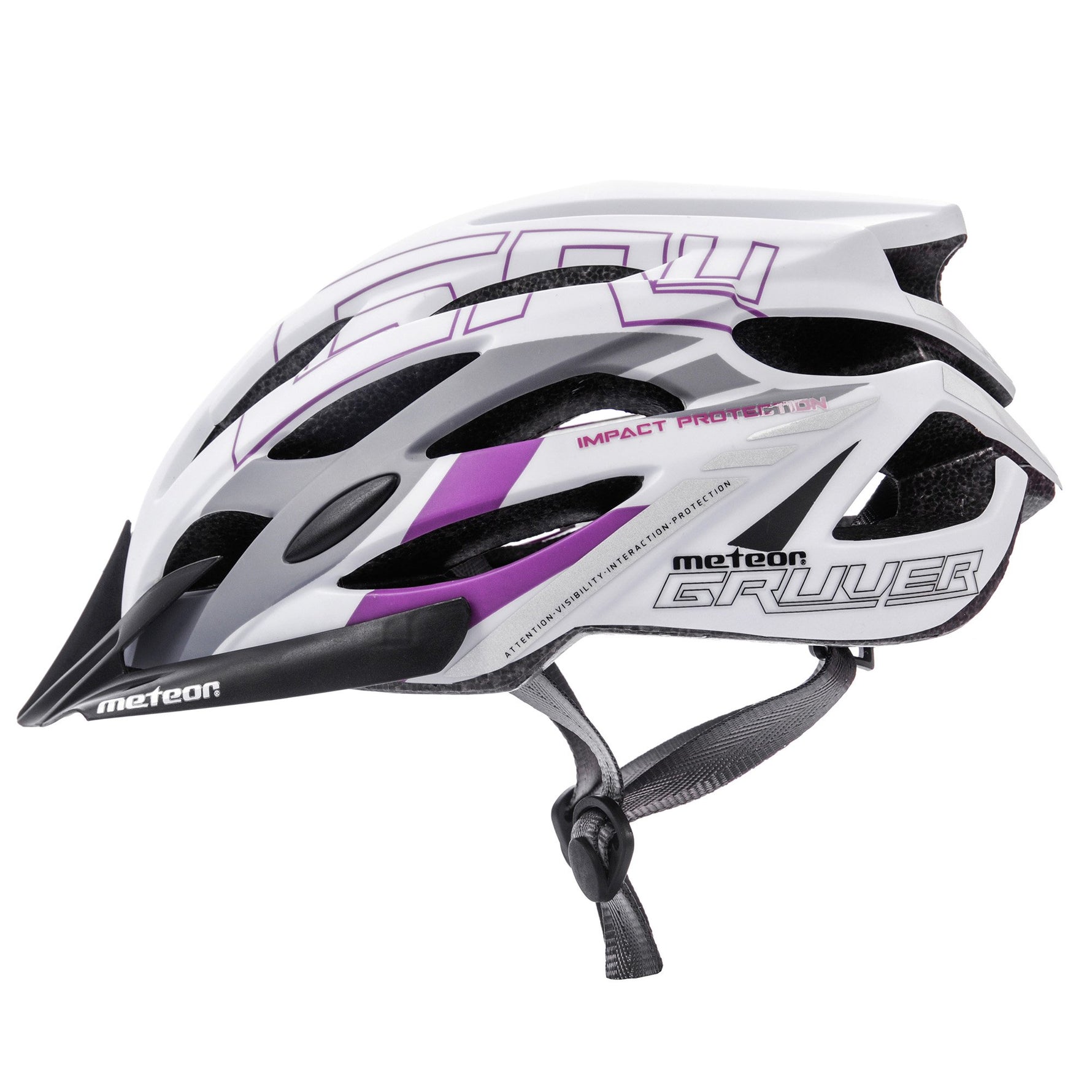 Velosipēdistu aizsargķivere Gruver M 55-58 cm white / gray /  purple