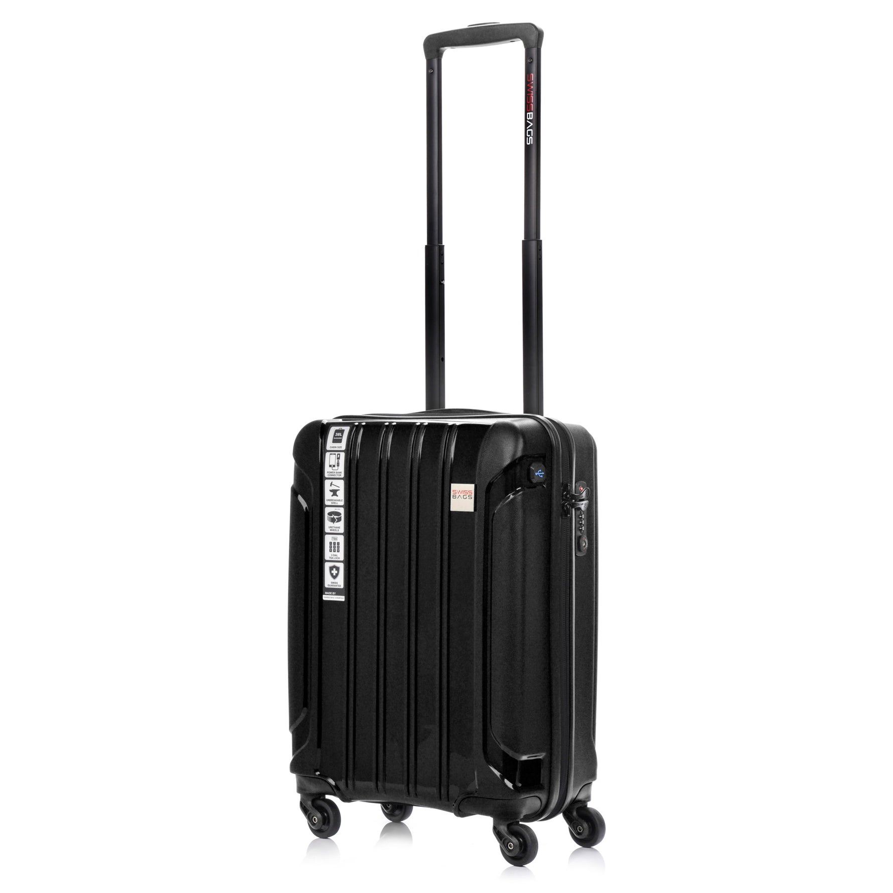 SwissBags Tourist kabīnes ceļojumu koferis 55cm Black
