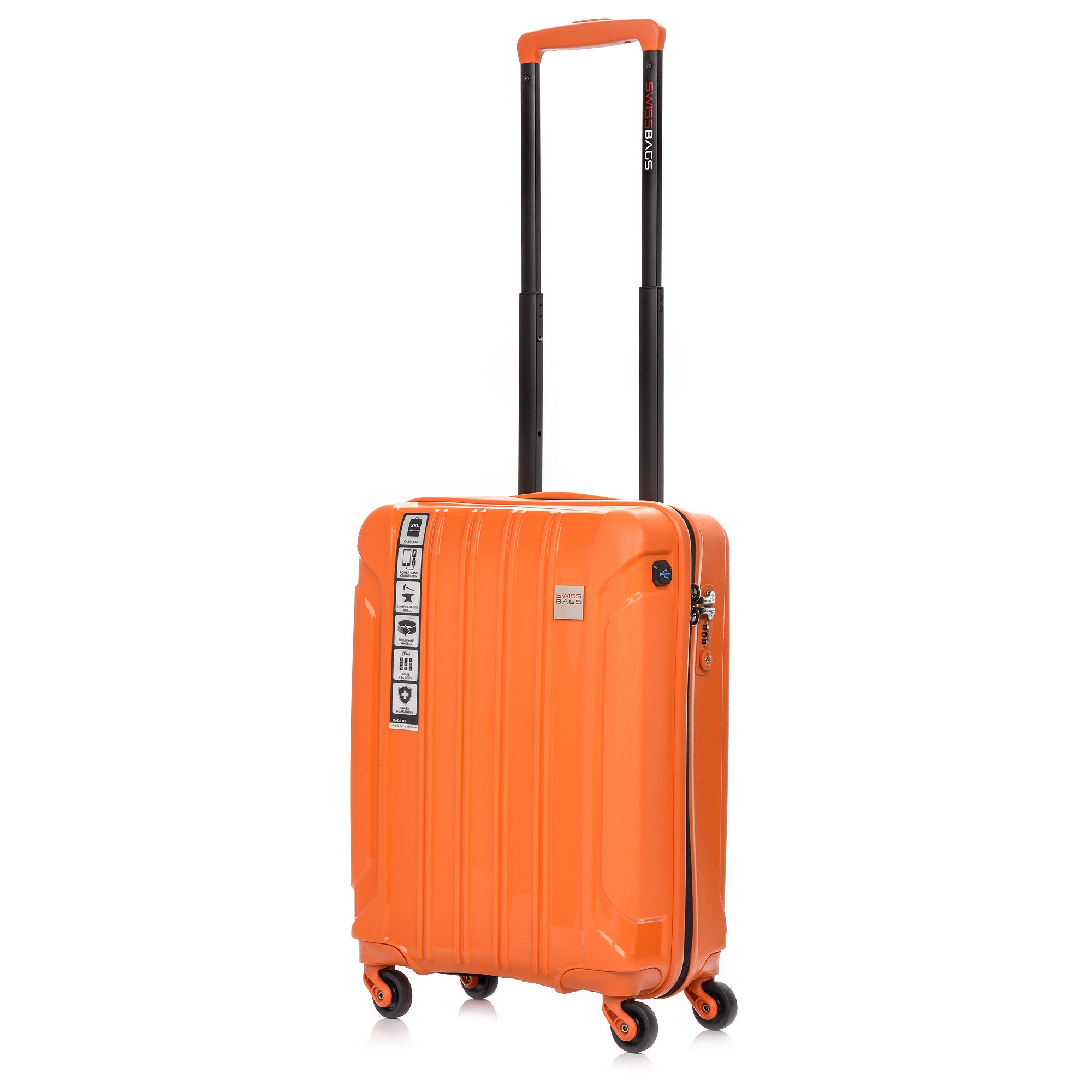 SwissBags Tourist kabīnes ceļojumu koferis 55cm Orange
