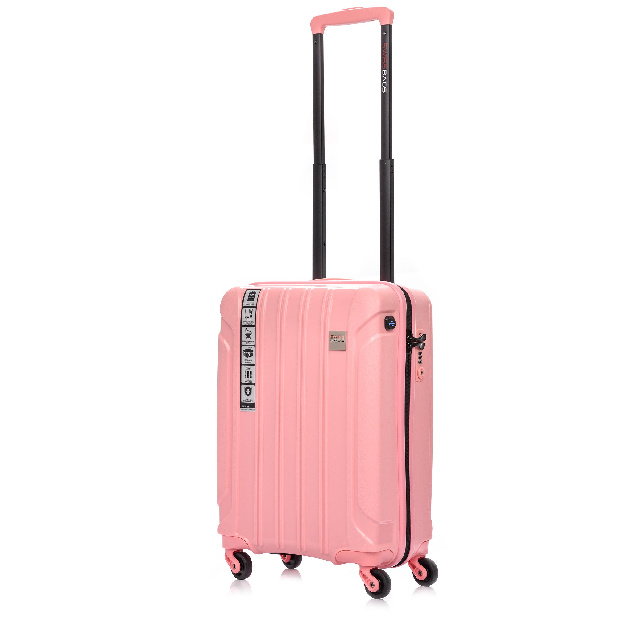 SwissBags Tourist kabīnes ceļojumu koferis 55cm Pink