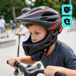 Velosipēdu ķivere pilnai sejai Meteor Lupus S 48-52 cm melna/sarkana