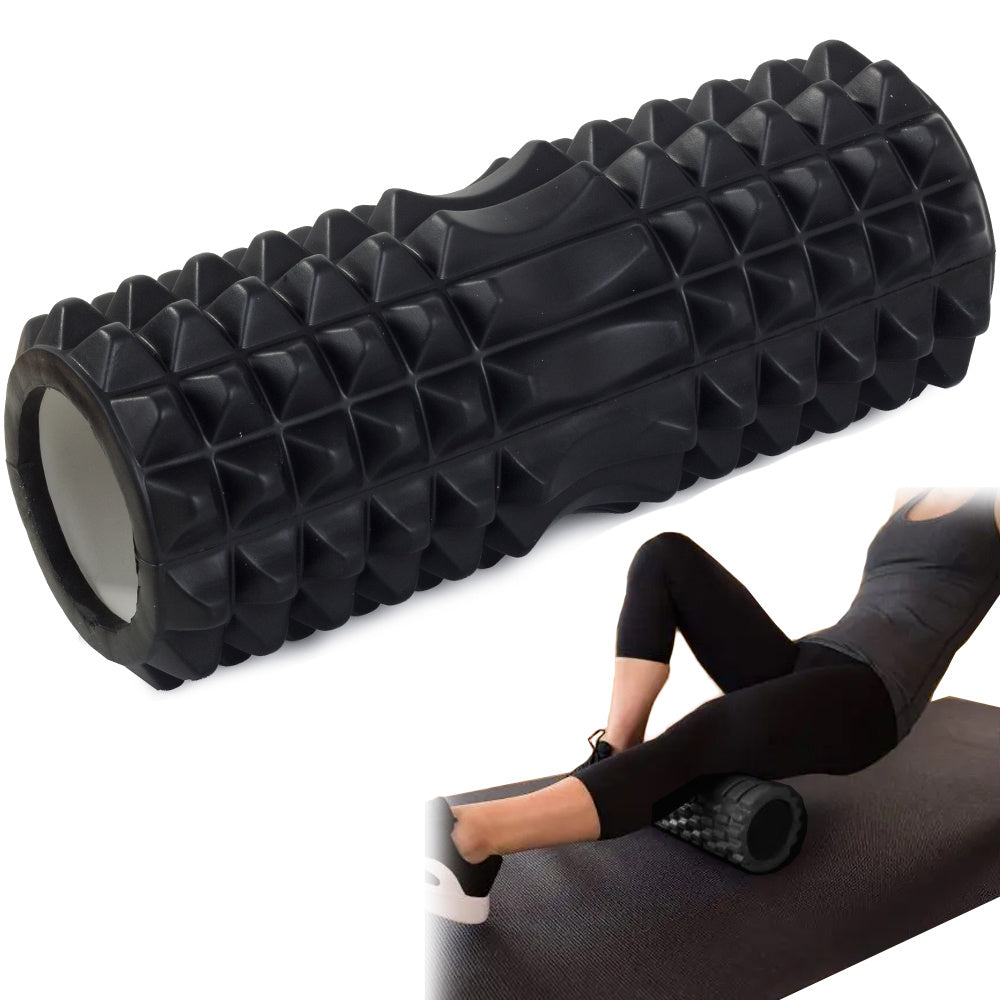 Muguras masāžas rullītis kāju masāžas rullītis crossfit yoga fit masāžas rullītis ar spilventiņiem Melns