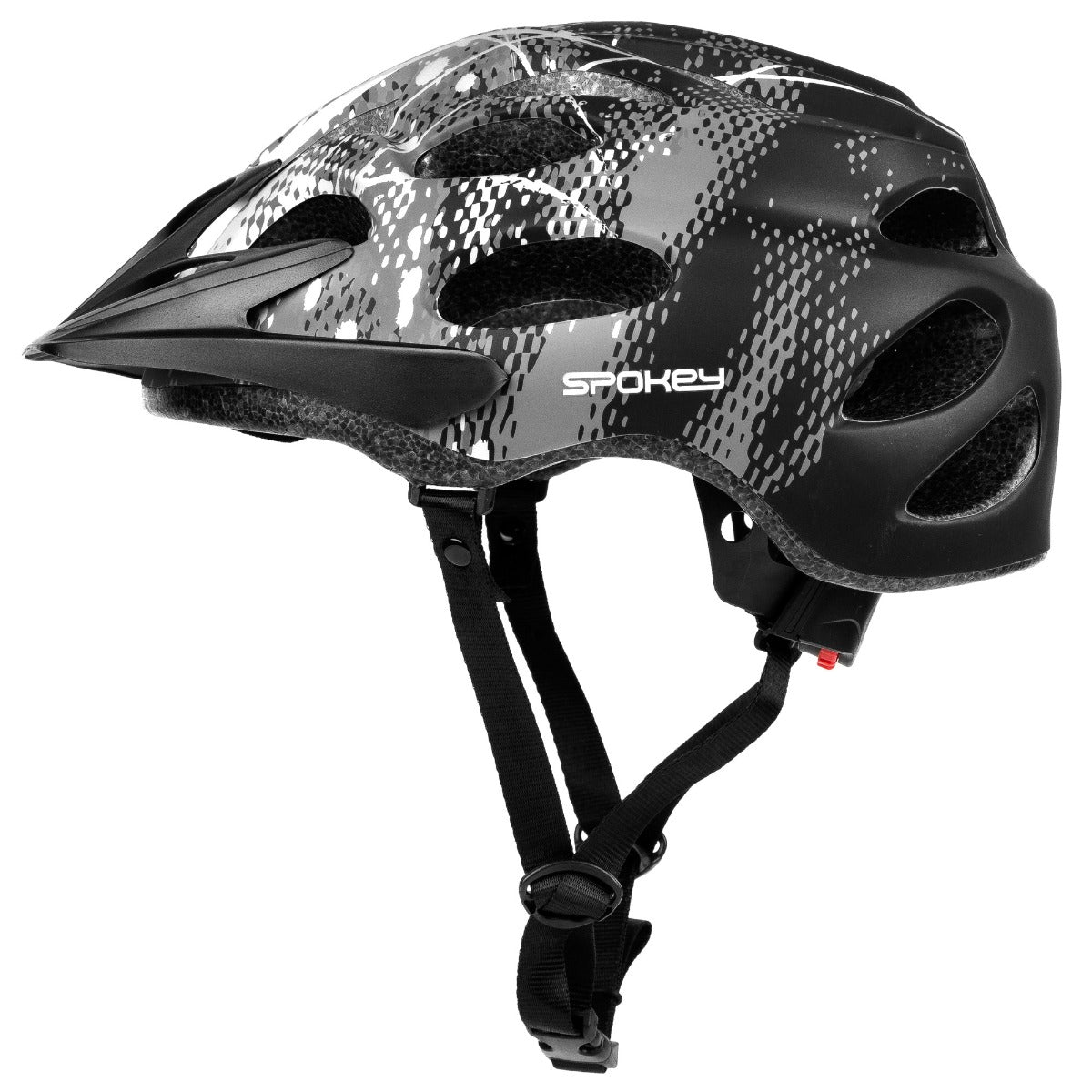 Spokey CHECKPOINT pelēka viziera velosipēda ķivere 58-61cm