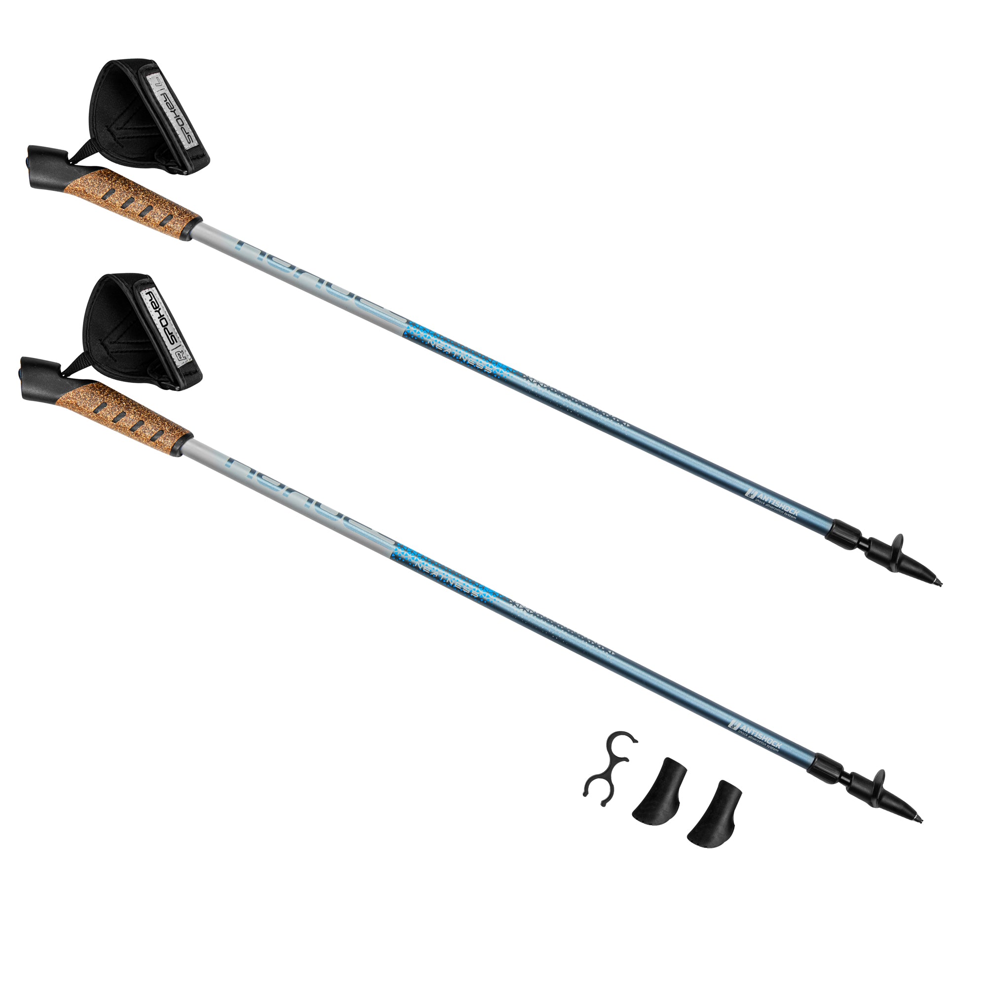 Nūjošanas nūjas ar korķa rokturiem 105-135 cm NV/WH Spokey NEATNESS II