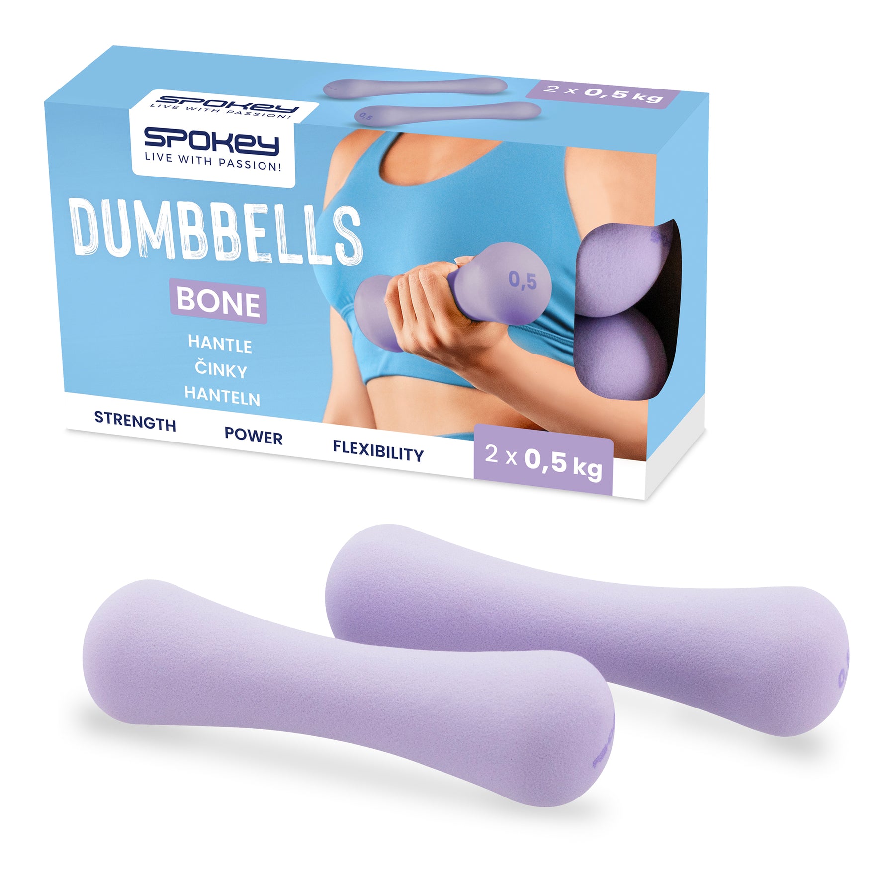 Neoprēna hanteles komplekts Spokey BONE 2x 0,5 kg