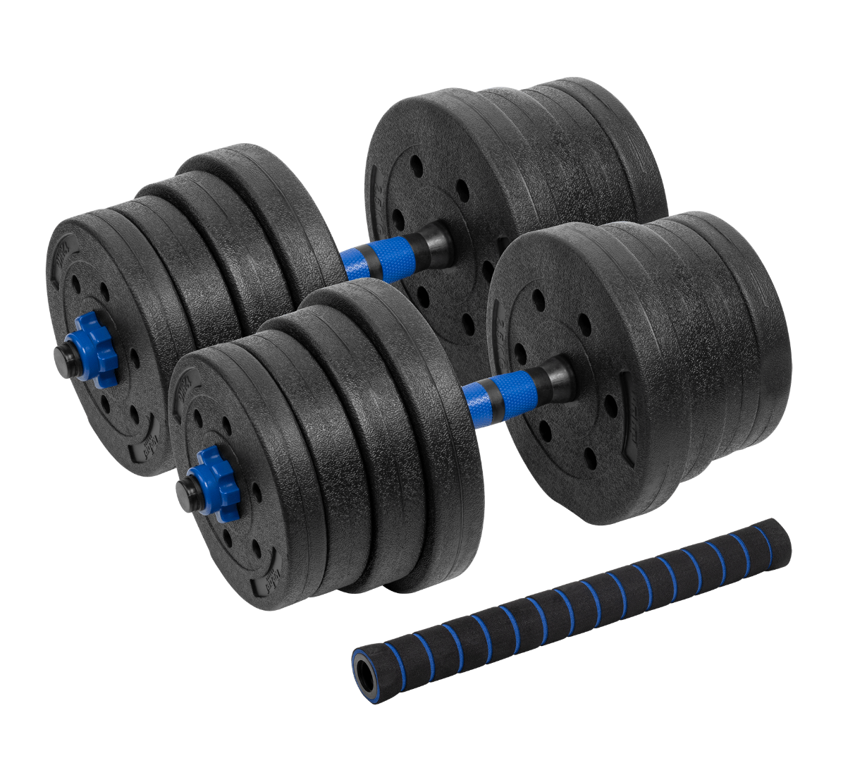 Bitumena regulējamas hanteles ar savienotāju 2x15kg REBEL ACTIVE