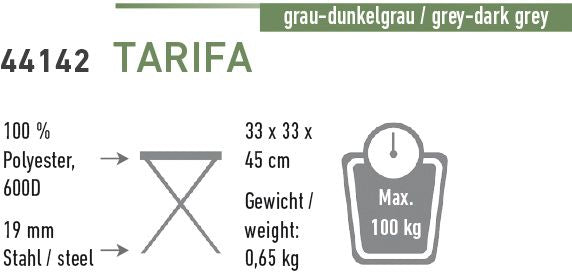 High Peak Tarifa 3-Leg Stool saliekamais tērauda krēsls/trijkājis (44143)