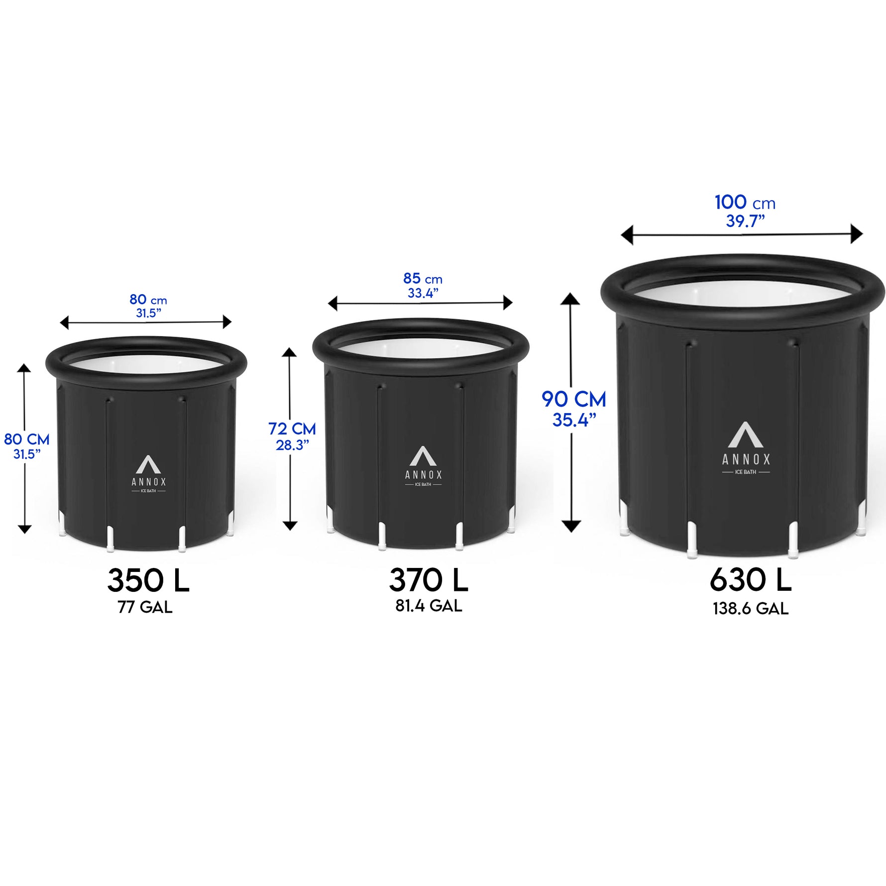 Ledus vanna Annox Ice Bath Deluxe 350L Melns