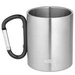 NC17110 Kempinga krūze ar karabīni 330 ml nerūsējošā tērauda, melna, Nils Camp