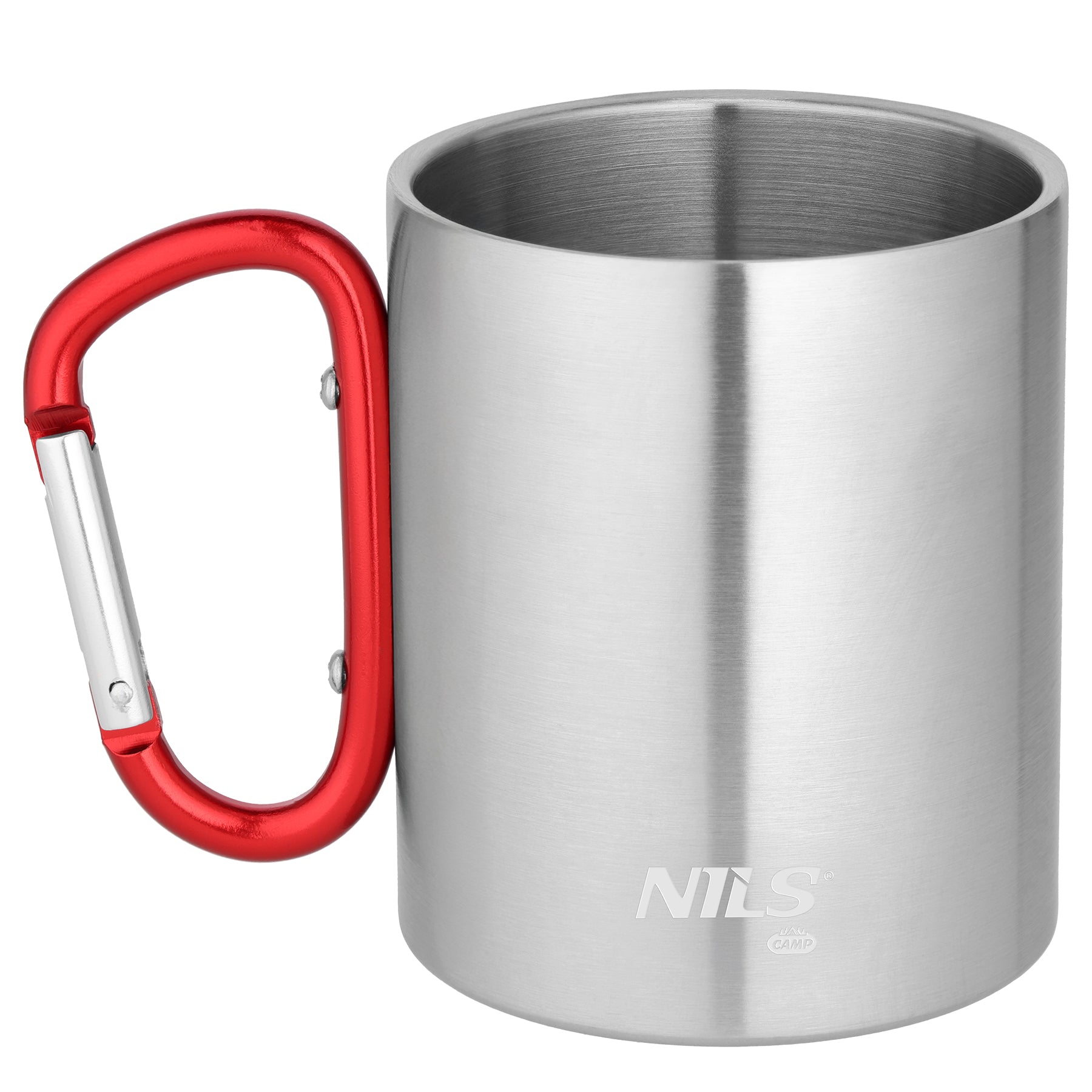 NC17110 Kempinga krūze ar karabīni 330 ml nerūsējošā tērauda, sarkana, Nils Camp