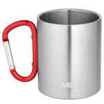 NC17110 Kempinga krūze ar karabīni 330 ml nerūsējošā tērauda, sarkana, Nils Camp