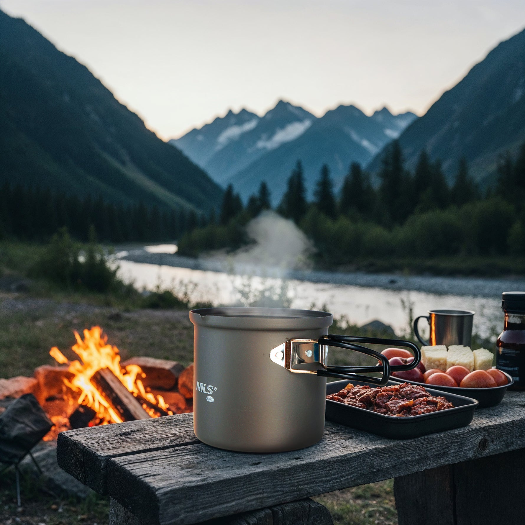 NC4202 Alumīnija tūristu katls ar vāku 1000ml Nils Camp