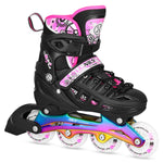 Skrituslidas/ Slidas NH10905 4in1 PINK LED RAINBOW SIZE S(31-34) INLINE/ICE-SKATES NILS EXTREME