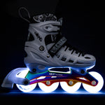 Skrituslidas/ Slidas NH10905 4in1 WHITE LED RAINBOW SIZE M(35-38) INLINE/ICE-SKATES NILS EXTREME