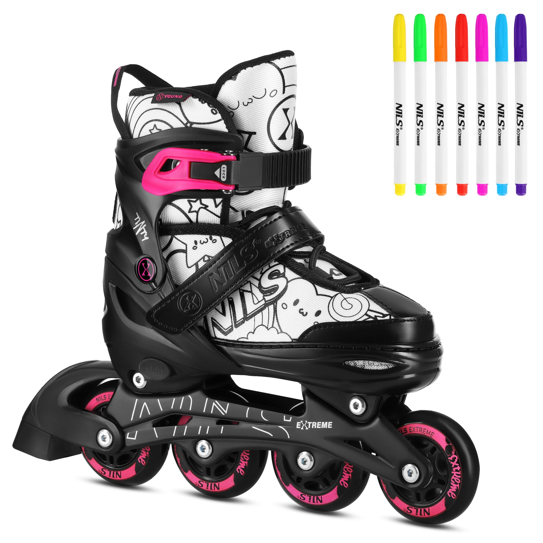 NH10907 4-IN-1 INLINE SLIDAS AR NOMAINAMU HOKEJA ASPIENU TINTY PINK IZMĒRS M (35-38) NILS EXTREME