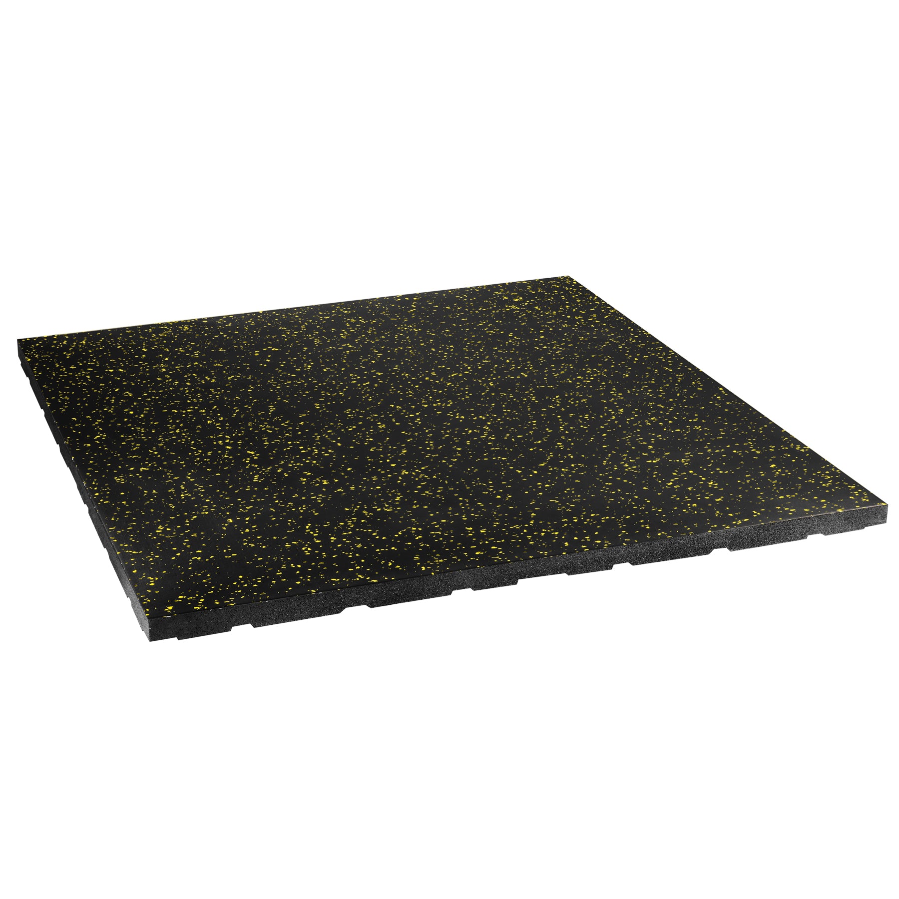 POS35 gumijas grīda fitnesa aprīkojumam ar melniem/dzelteniem HMS profiliem (1 gab.) 1000x1000x35mm