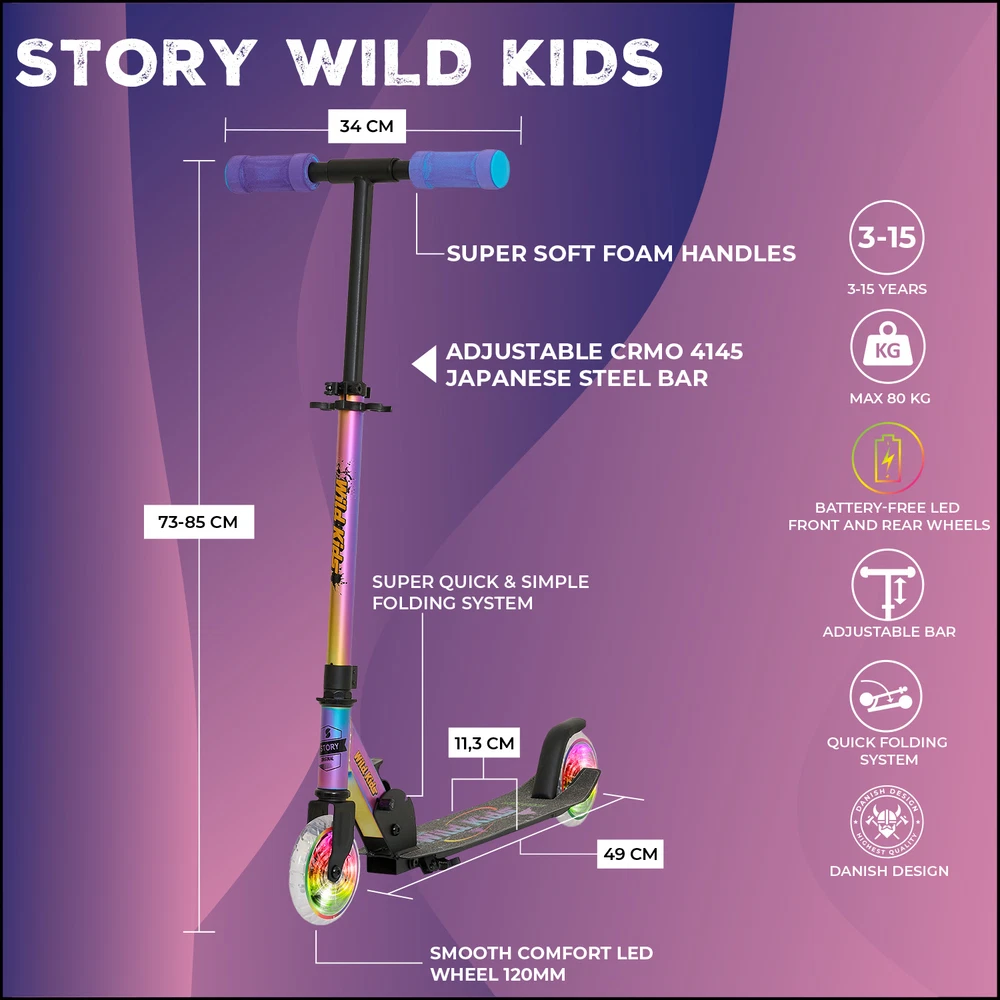 Skrejritenis Story Wild kids 2 (73–85 cm) Neo Led